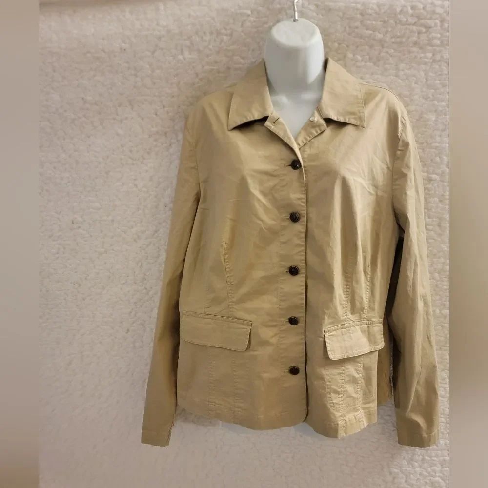 🆕️🧥Josephine Chaus Sport Tan Collared Jacket, Sz 16
